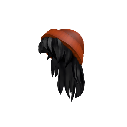 Orange-Beanie-with-Black-Hair-Roblox